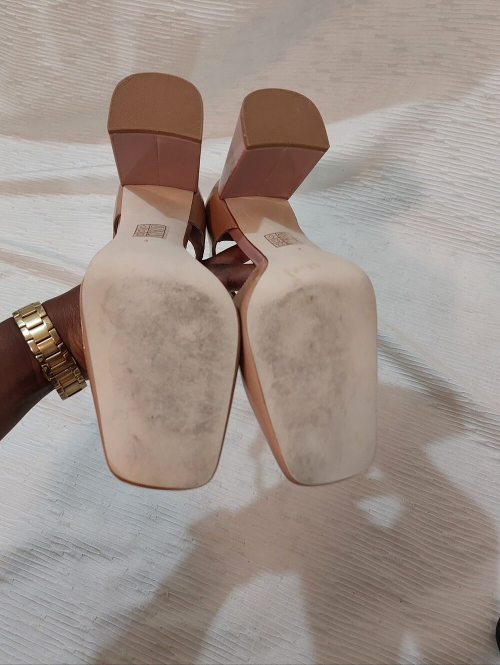 Jeffrey Campbell Nude & Blush Patent Mary Jane Block Heels Size 8 - Picture 9 of 9